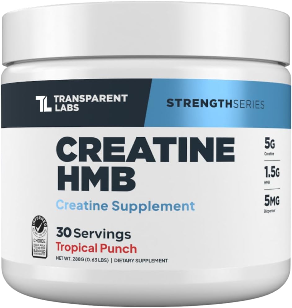 Transparent Labs Creatine HMB (30 Servings, Tropical Punch) & Creatine HMB (30 Servings, Unflavored)