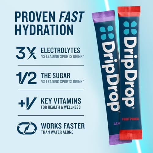 DripDrop Hydration Bold & Juicy Variety Bundle Electrolyte Packets, 64 Ct | Grape, Fruit Punch, Strawberry Lemonade, Cherry, Watermelon, Berry, Lemon, Orange; Single Serve Powder Drink Mix