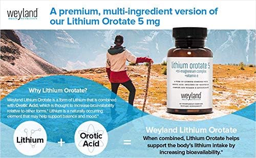 Lithium Orotate 5mg + Tri-Magnesium Threonate, Taurinate, Malate + Glycine + Vitamin E, 60 Vegetarian Capsules