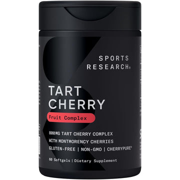 Sports Research Tart Cherry Capsules - Made from Montmorency Tart Cherries - Non-GMO & Gluten Free - 60 Liquid Softgels Sports Research buy supplements Au