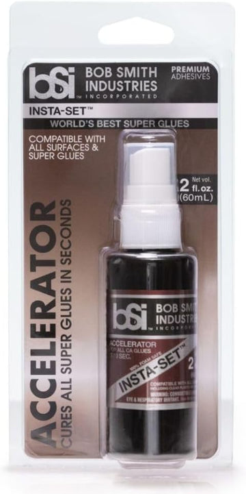 Bob Smith Industries Insta-Set Super Glue Accelerator 2 fl oz - Fast Drying Liquid Activator for Cyanoacrylate Adhesives, Enhance Repair Speed - Strawberry Scent