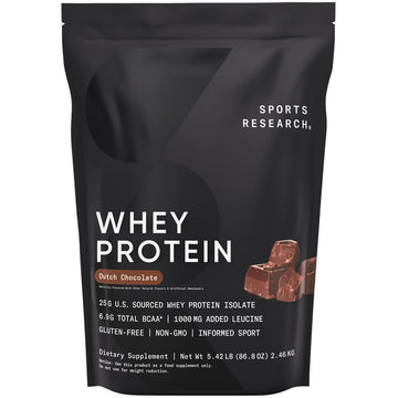 Sports Research Whey Protein Isolate - Sports Nutrition Protein Powder 25g per Serving - 5lb Bag Whey Protein - Dutch Chocolate Bulk Protein Powder, 60 Servings Sports Research buy supplements Au