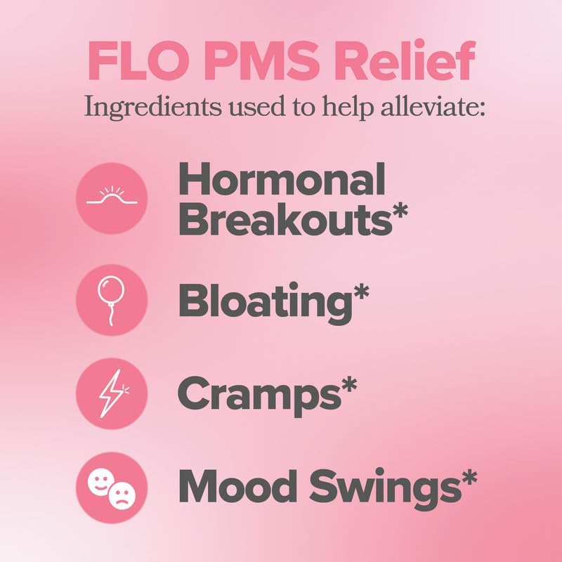 FLO PMS Gummies for Breakouts, Bloating, Cramps, & Mood – 30-Day Supply