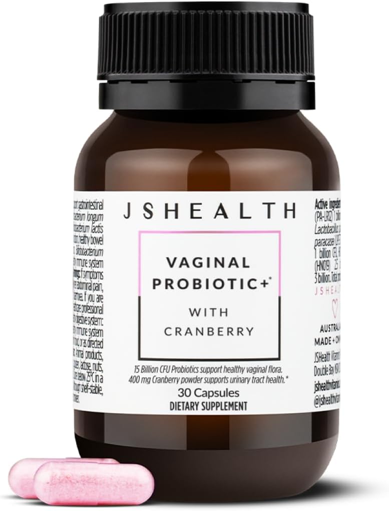 JSHealth Vaginal Probiotic for Women. Shelf-Stable Probiotic for Urinary and Vaginal Health. Cranberry and Lactobacillus Strains. Nutritionist-Formulated (30 Capsules)