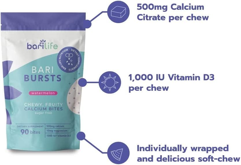 Bari Life Just One Chewable: Once Daily Bariatric Multivitamin + Iron and and BariBurst Calcium Citrate Soft Chews for Gastric Bypass, Gastric Sleeve and Duodenal Switch (Butter Toffee)