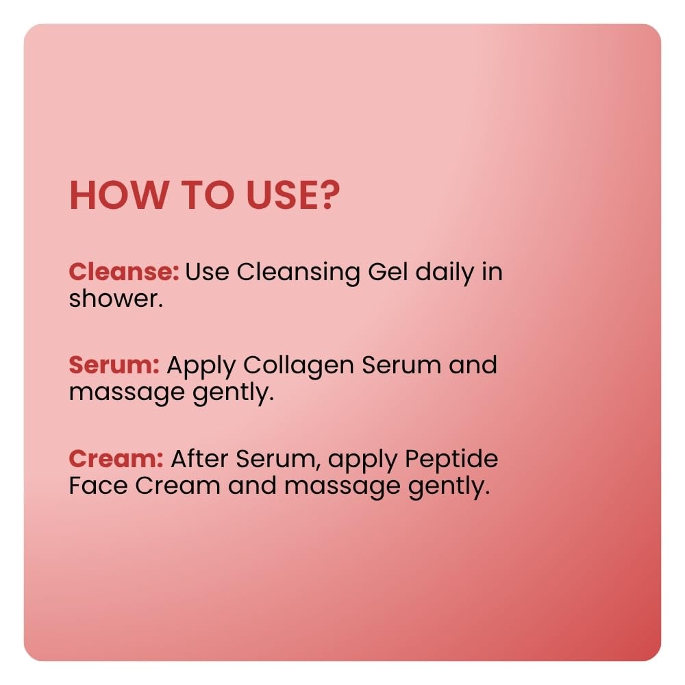 Firm & Glow Skincare Set for Women | 3-Step Daily Face Care Routine Kit | Ceramide Cleansing Gel, Triple Lipid Collagen Serum & Peptides Face Cream | Deep Hydration | All Skin Types
