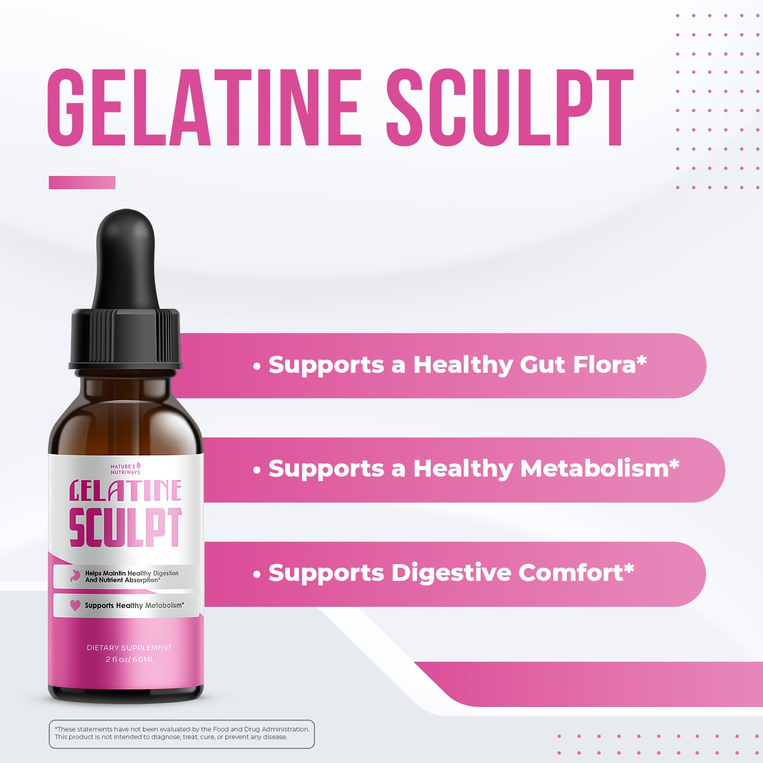 Gelatine Sculpt – Daily Liquid Botanical Supplement with Chromium & Plant Extracts – Clean, Stimulant-Free Formula – Non-GMO, Made in USA, GMP-Certified - 2 fl oz (60 mL), 1 Month Supply
