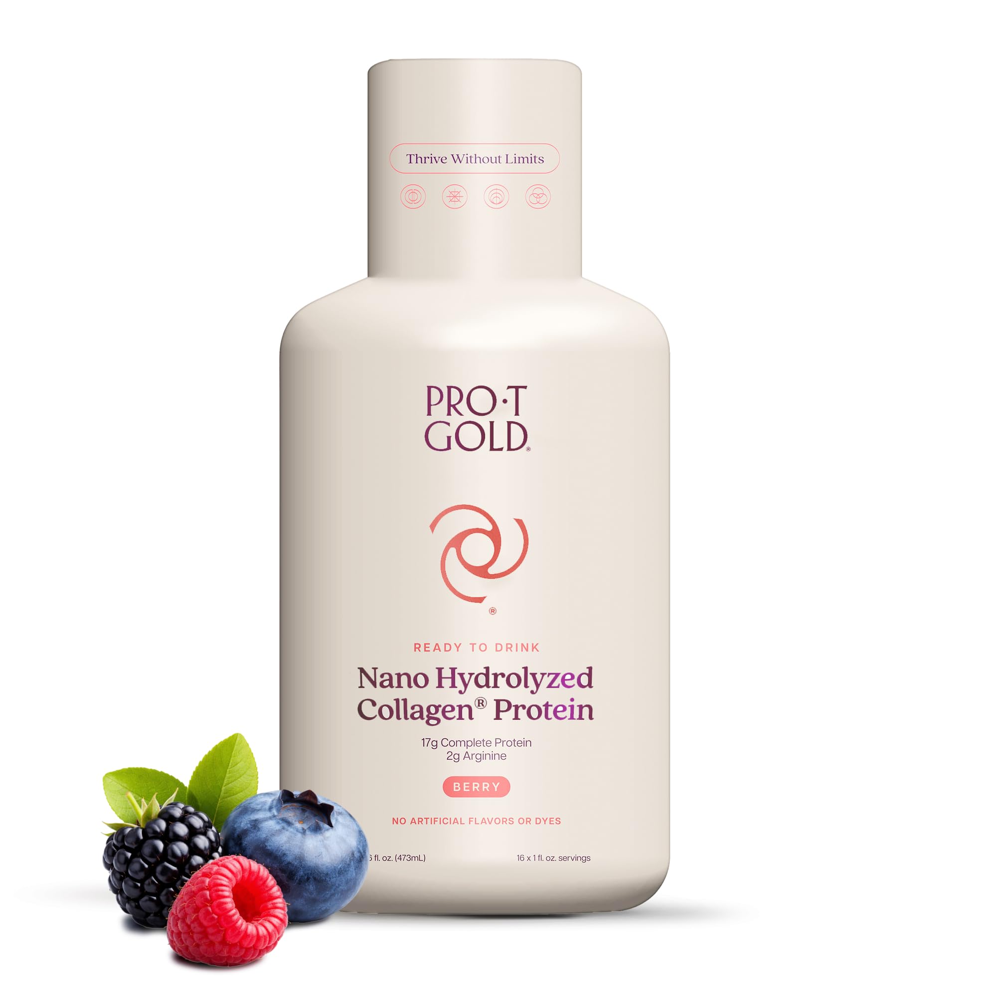 Liquid Collagen Protein Shot, Berry, 17g Protein, 24 pk | Nano Hydrolyzed Grass Fed Collagen, 0g Carbs, Hair, Skin & Nails, Amino Acids, Sugar Free, Gluten Free, 1 fl oz Shots