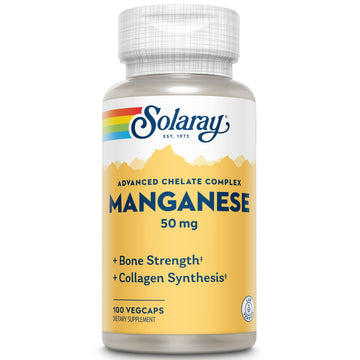 SOLARAY Manganese Supplement 50 mg - Essential Trace Minerals - Advanced Trace Mineral Supplements for Bone Strength and Bone Health Support - Lab Verified, 60-Day Guarantee, 100 Servings, 100 VegCaps SOLARAYBuy Supplements Australia