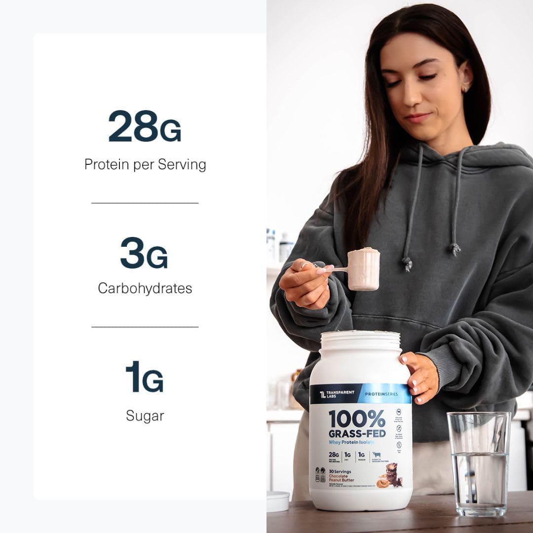 Transparent Labs Grass-Fed Whey Protein Isolate (30 Servings, Chocolate Peanut Butter) & Grass-Fed Whey Protein Isolate (30 Servings, French Vanilla)