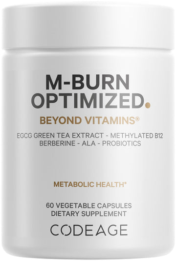 Codeage M-Burn Optimized Supplement - Decaffeinated Green Tea Std. to 50% EGCG, Berberine, Akkermansia, Vitamin B12 - Probiotics - Vitamins - 60 Capsules CodeageBuy Supplements Australia