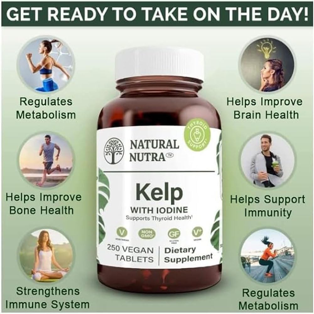 Natural Nutra Kelp Iodine with Potassium Iodide 225 mcg, 100 Tablets | Thyroid Support Supplement with Vegan Sea Kelp, Immune Strength & Metabolism Balance Formula for Daily Wellness Support