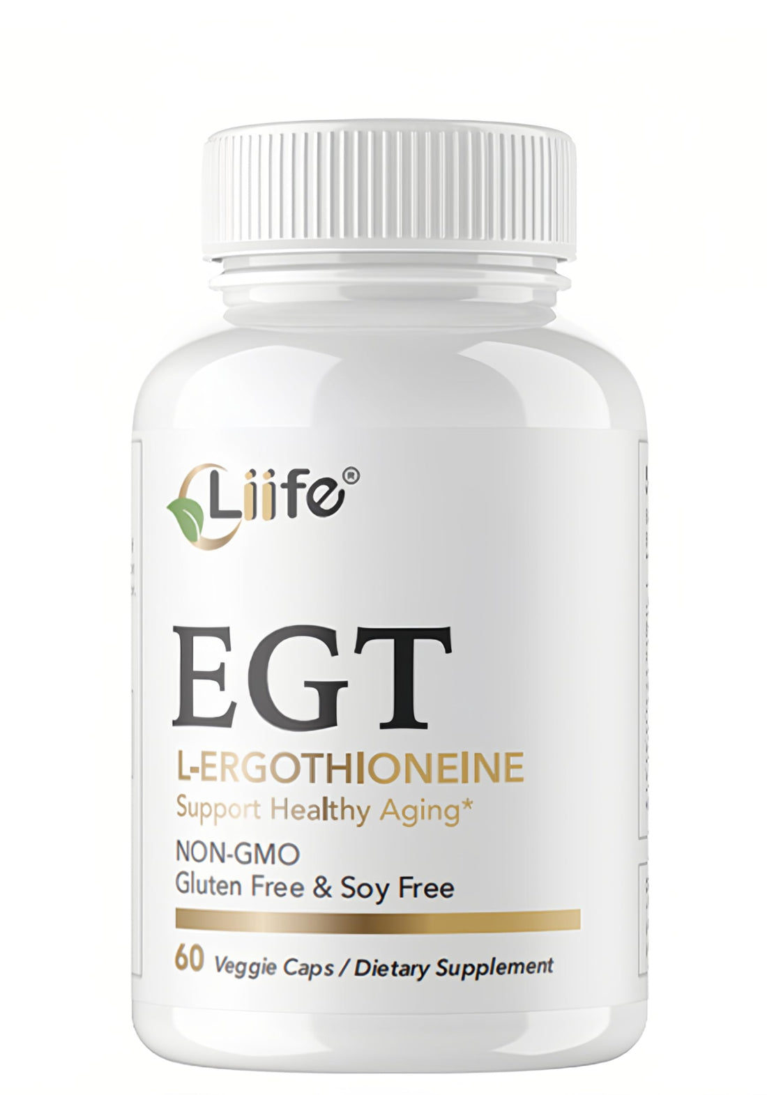 Supplement bottle labeled 'EGT' with Liife branding on a white background