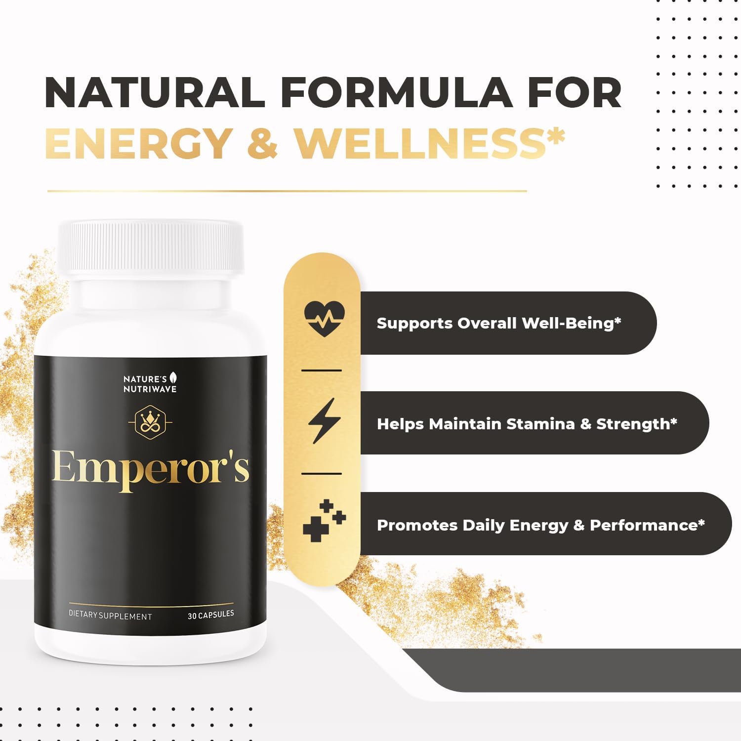 Emperor's Vigor Tonic – Herbal Formula – 60 Capsules, 3 Month Supply | Herbal capsule formula, plant-based blend | Non-GMO, No Stimulants, Made in USA | Easy-to-swallow daily capsule