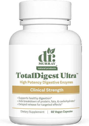 Dr. Murray's TOTALDIGEST Ultra Digestive Enzyme Blend - Full Spectrum Protease Lipase Amylase Bromelain Lactase | Vegan | Bloating Relief & Gut Health Support | 60 Capsules