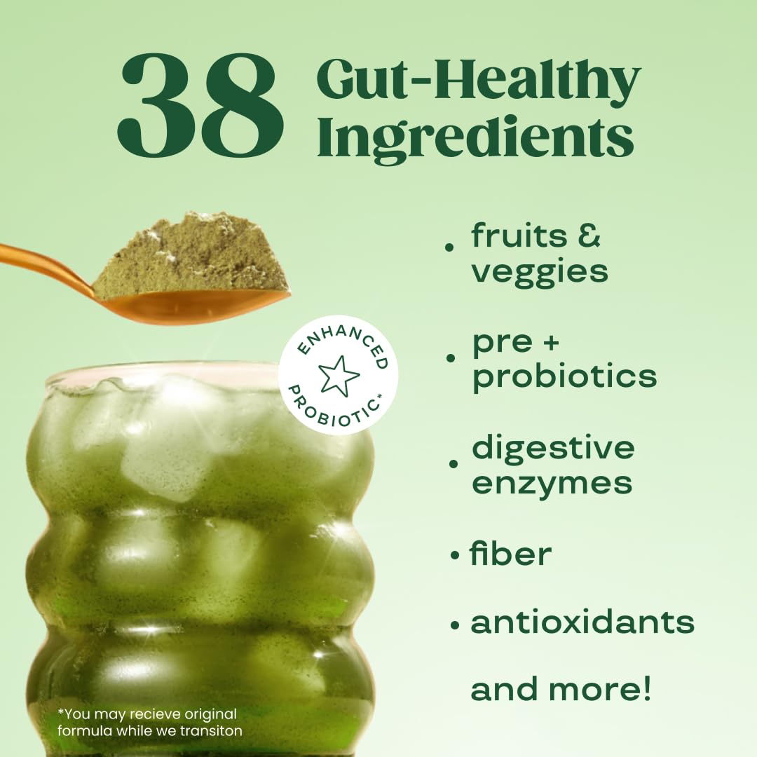 Bloom Nutrition Superfood Greens Powder, Berry, 30 Servings | Digestive Enzymes with Probiotics and Prebiotics, Gut Health, Bloating Relief for Women, Chlorella, Green Juice Mix