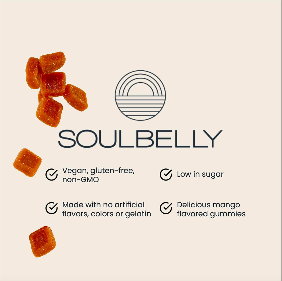 Soulbelly Remedy gummy vitamins bottle with gummies on a white background