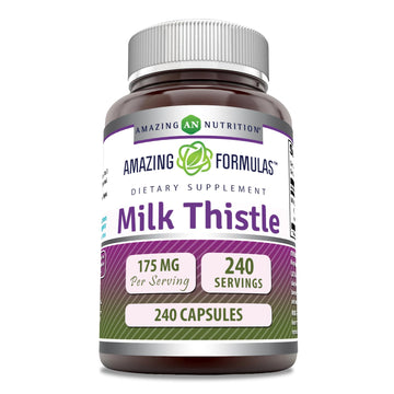 Amazing Formulas Milk Thistle Supplement | 175 Mg per Serving | 120 Capsules | Non-GMO | Gluten-Free | Made in USA
