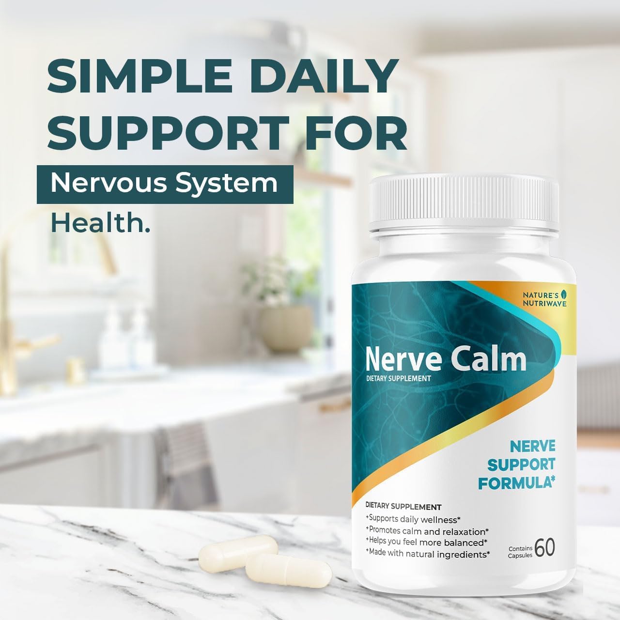 NerveCalm – Passion Flower & Prickly Pear Caps – 30 Ct, 1 Month Supply | Passion Flower, Prickly Pear & California Poppy | Vegan, Non-GMO, Made in USA | Easy-to-swallow capsule