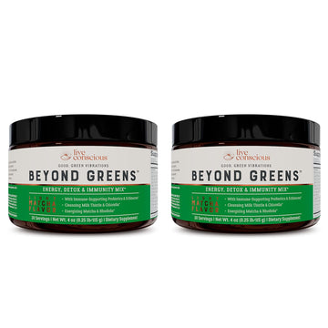 Live Conscious Beyond Greens Concentrated Superfood Powder - Matcha Flavor w/Chlorella, Echinacea, Probiotics for Immune Support & Energy - 30 Servings (2-Pack) Live ConsciousBuy Supplements Australia
