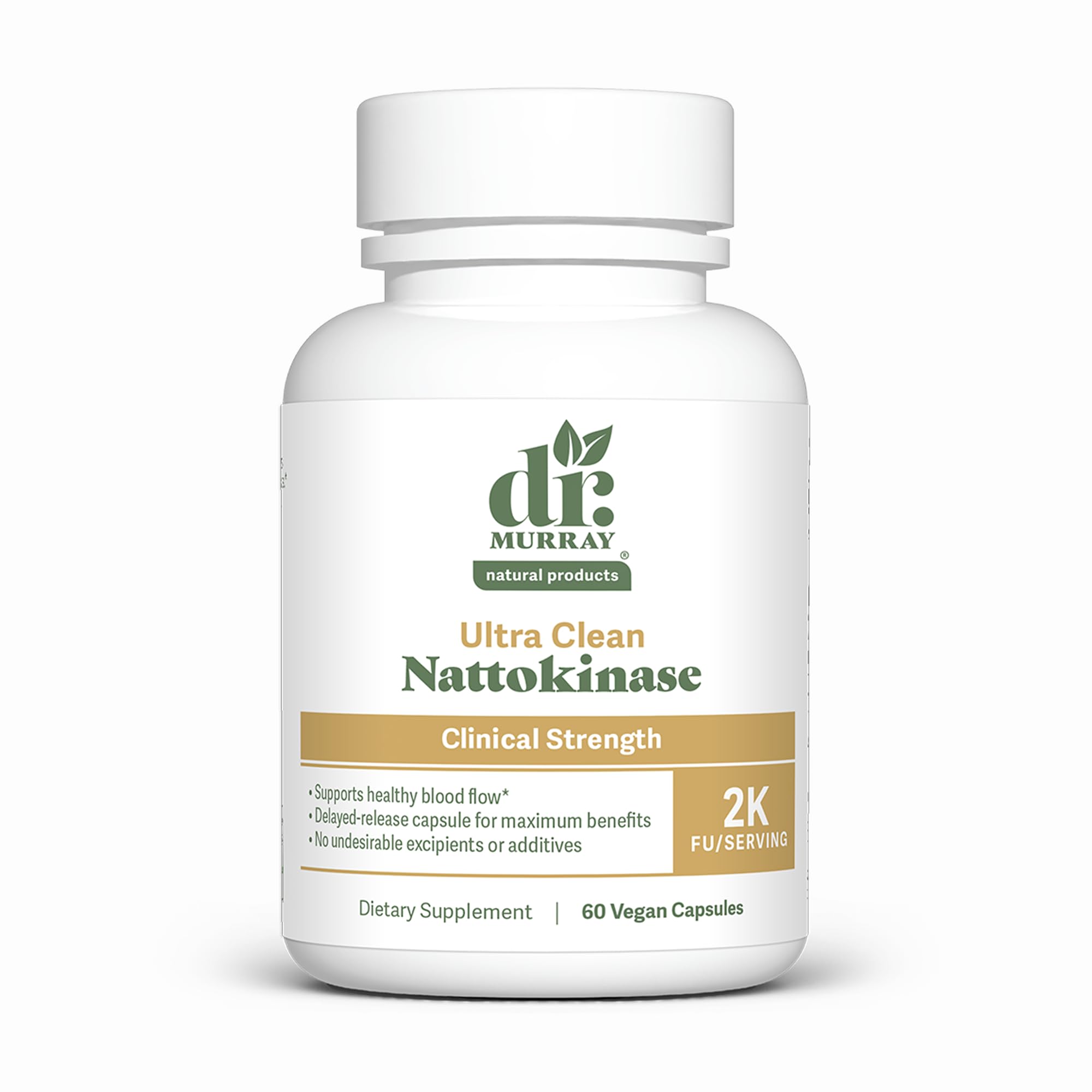 Dr. Murray's Ultra Clean Nattokinase - Supports Healthy Blood Circulation & Fibrinolytic Activity | Vegan Delayed Release Capsules | Non-GMO, Gluten Free | 30 Count