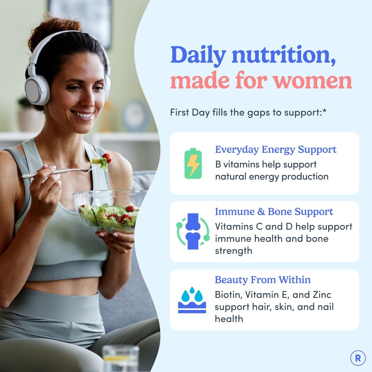 FIRST DAY Women's Multivitamin Gummies with Methylated Folate, 60 Gummies | Vegan daily multivitamin for women with biotin, zinc and organic superfood blend; take 2 gummies daily for everyday nutrition