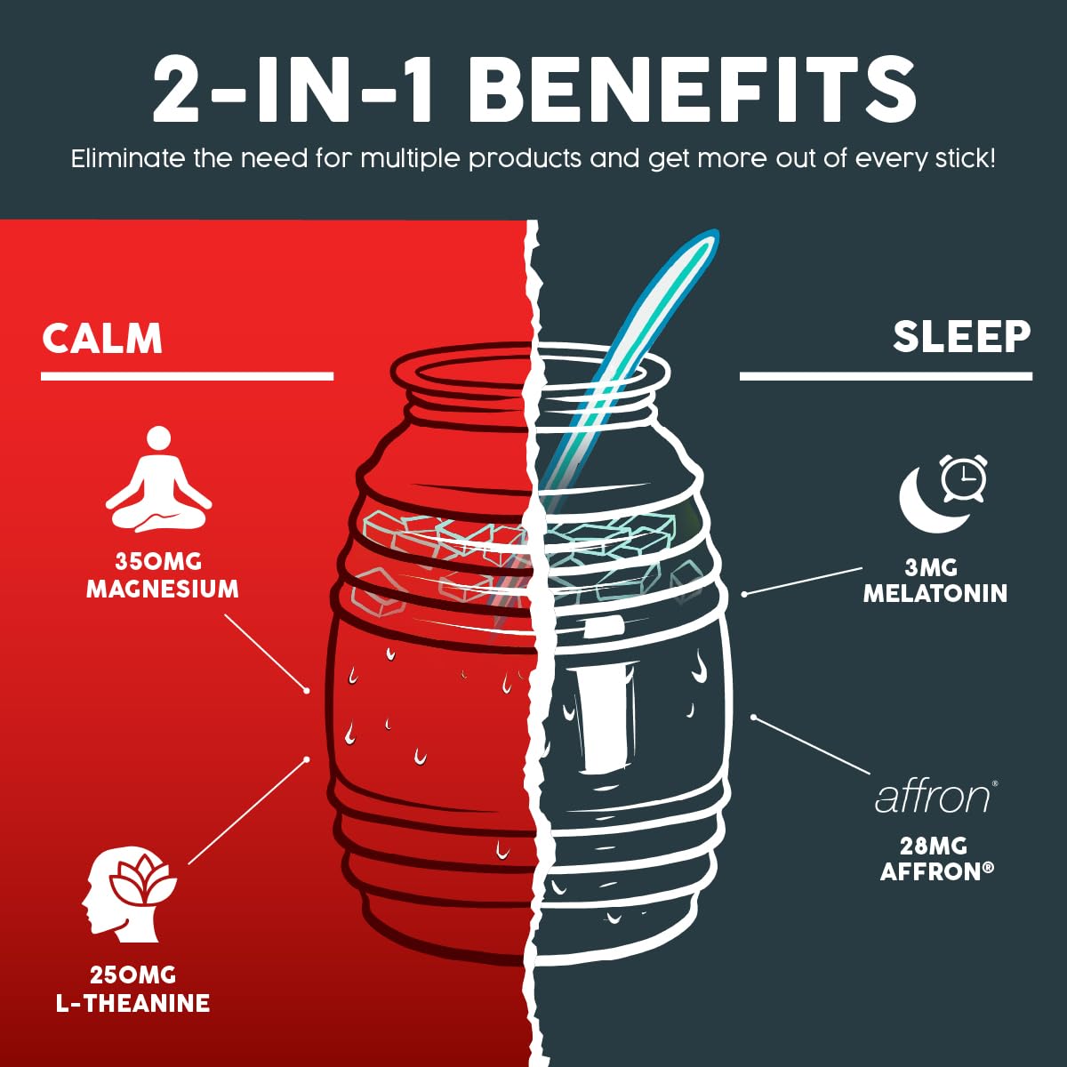 Salud 2-Pack | 2-in-1 Calm + Sleep (Punch) & Calm + Sleep (Lemon Honey) – 15 Servings Each, Drink Mix, Dairy & Soy Free, Non-GMO, Gluten Free, Vegan, Low Calorie, 1g of Sugar