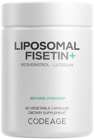 Codeage Liposomal Fisetin Supplement - Fisetin 500 mg - Resveratrol from Japanese Knotweed Extract Polyphenol, Luteolin Sophora Japonica Flavonoid, Liposomal Delivery - Vegan, Non-GMO - 60 Capsules CodeageBuy Supplements Australia