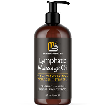 Lymphatic Massage Oil for Massage Therapy - Lymphatic Drainage Oil for Body Care Circulation & Detox Support with Ylang Ylang, Ginger, Lavender, Grapeseed, Vitamin E & Stem Cell (8 Fl Oz) by M3 M3 Naturals buy supplements Au