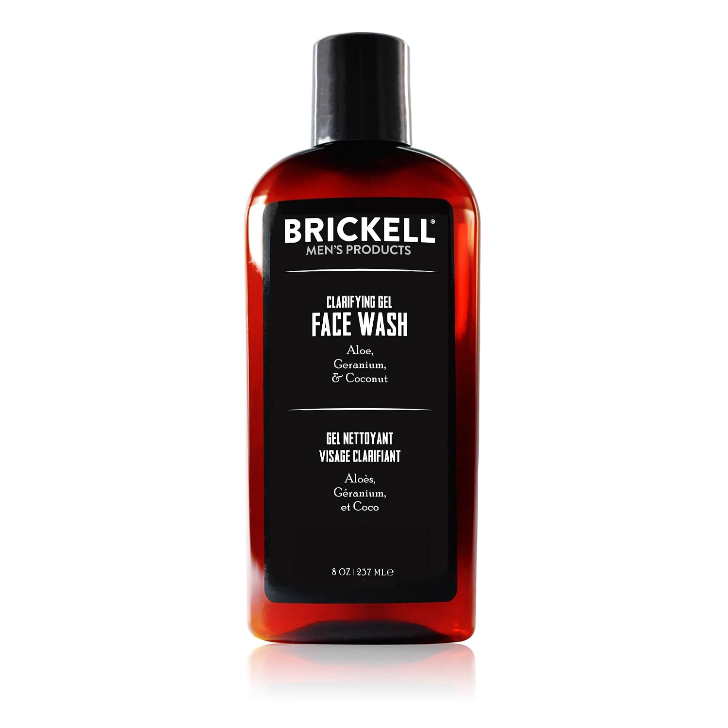 Brickell Men's Clarifying Gel Face Wash for Men, Rich Foaming Daily Facial Cleanser Formulated With Aloe, Geranium and Coconut, 8 Ounce, Scented