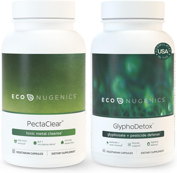 EcoNugenics Detox Supplement Bundle for Men & Women – 60 PectaClear Capsules for a Heavy Metal Cleanse + 60 GlyphoDetox Capsules for a Pesticide & Agricultural Toxin Cleanse