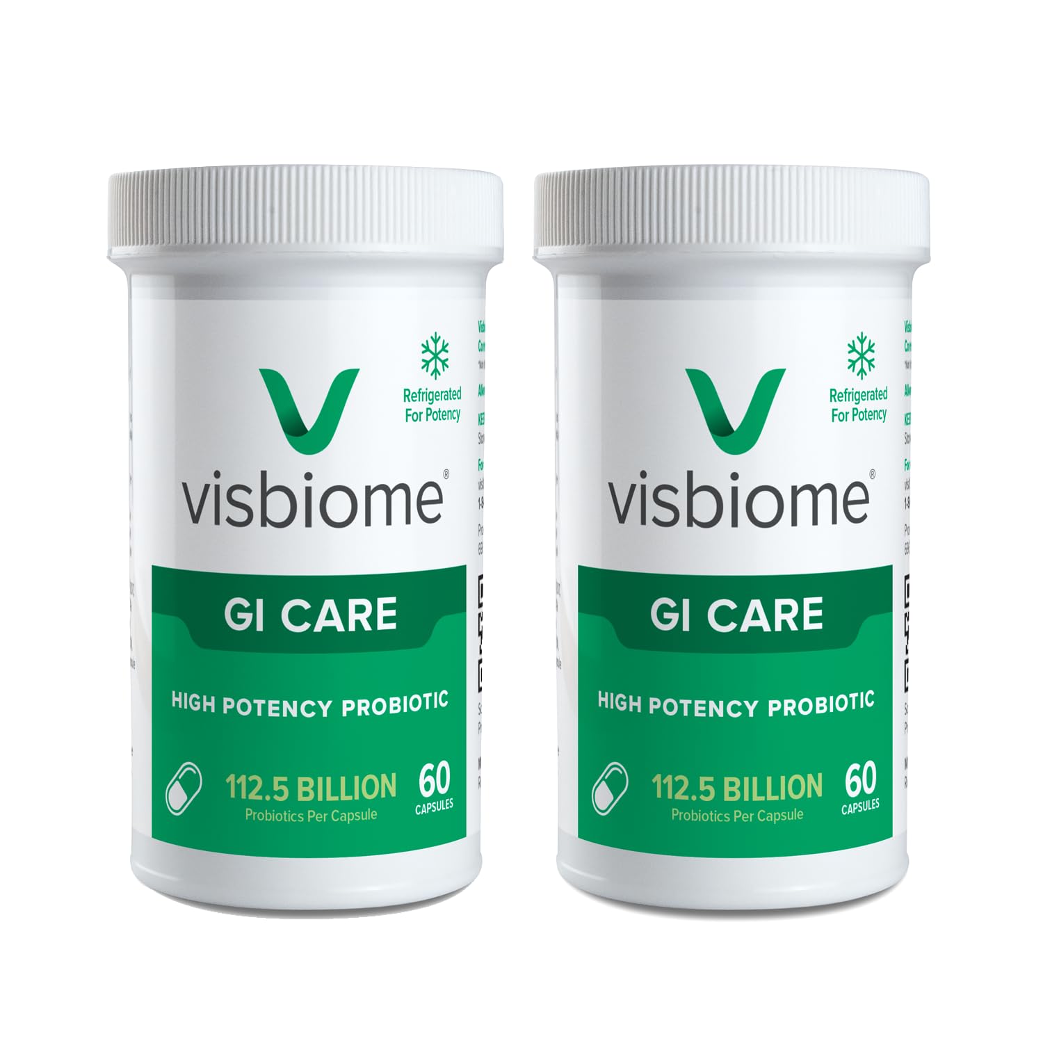 Visbiome® GI Care High Potency Probiotic, 112.5B CFU, 60 Capsules | Original De Simone Formulation®, Multi-Strain, Refrigerated Probiotics, Low FODMAP Certified, Gluten-Free, Made in USA