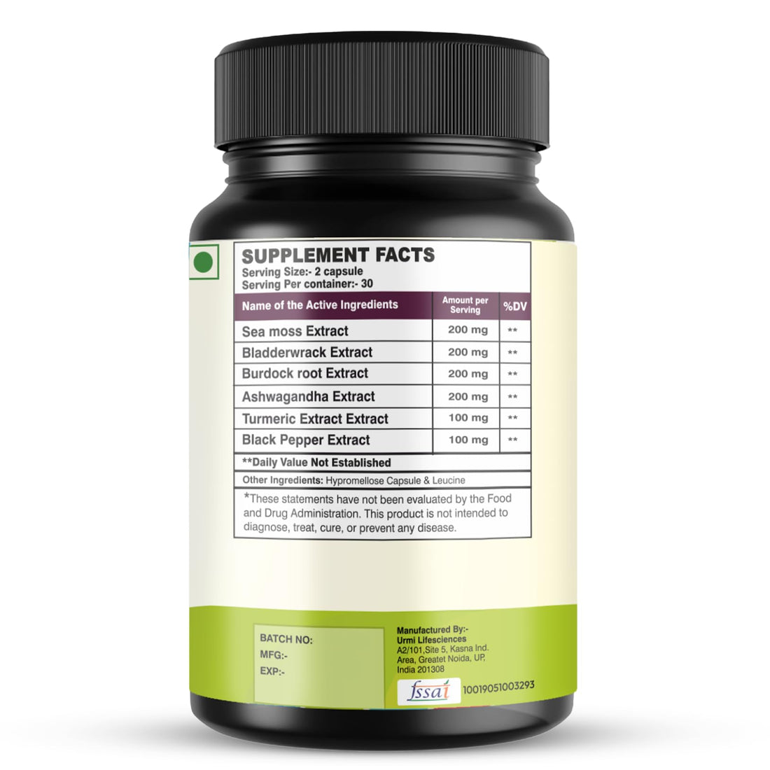 Setnutra Sea Moss supplement bottle on a white background