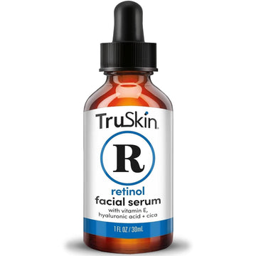 TruSkin Retinol Serum for Face with Hyaluronic Acid & Cica, 1 fl oz | Gentle overnight retinoid serum with Vitamin E helps visibly smooth fine lines, refines skin texture for renewed-looking skin