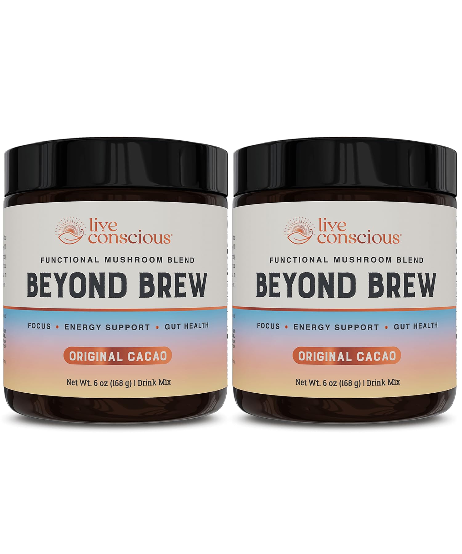 Live Conscious Beyond Brew - Coffee Alternative - Low Caffeine - Mushroom Complex w/Lion’s Mane, Reishi, Cordyceps & Chaga for Sustained Focus, Energy & Immunity - w/Prebiotics & Probiotics - 30
