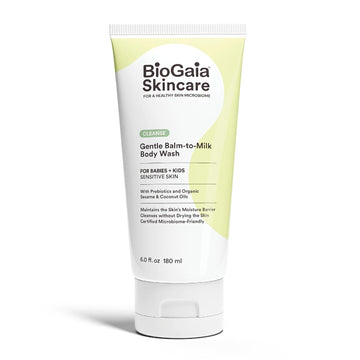 BioGaia Gentle Balm-to-Milk Body Wash | Scandinavian Baby & Kids Skincare | Oil-Based Cleanser | Fragrance & Essential Oil-Free | Supports a Healthy Skin Microbiome | Cold-Pressed, Organic Oils
