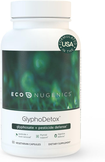 EcoNugenics GlyphoDetox Supplement – Detox Cleanse to Safely Remove Glyphosate Pesticides & Agricultural Toxins, Support the Gut & Thyroid –Includes Glycine, Kelp, Citrus Pectin, Alginate– 60 Capsules