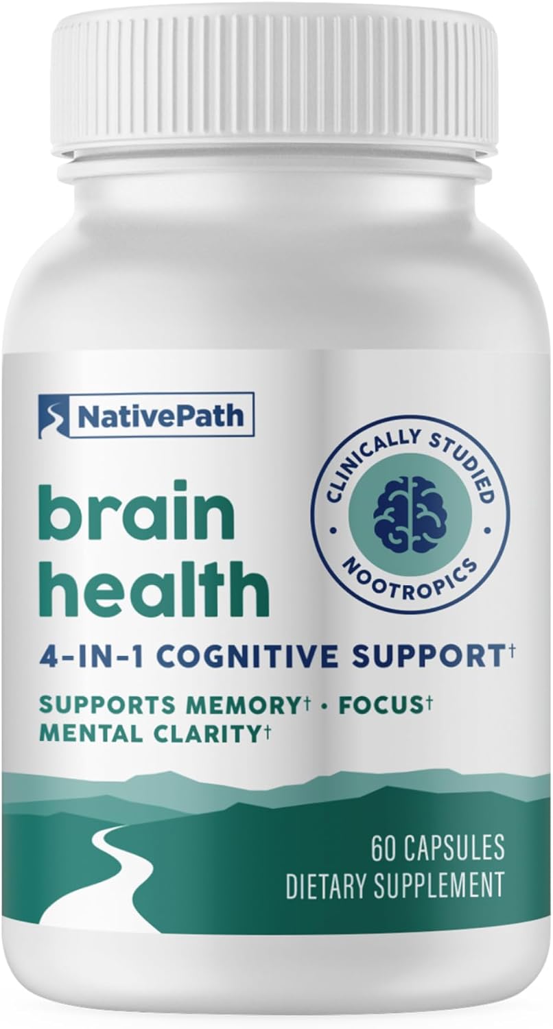 NativePath Brain Health Nootropic, Bacopa & Alpha GPC, 30 Servings | Ginkgo & CoffeeBerry, Supports Memory, Focus & Mental Clarity, Standardized Branded Actives
