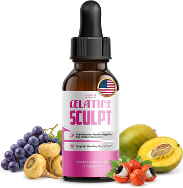Gelatine Sculpt – Daily Liquid Botanical Supplement with Chromium & Plant Extracts – Clean, Stimulant-Free Formula – Non-GMO, Made in USA, GMP-Certified - 2 fl oz (60 mL), 1 Month Supply
