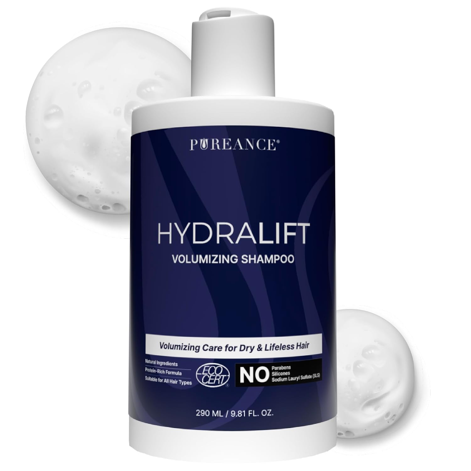 PUREANCE Hydralift – Volumizing Shampoo for Thinning Hair for Women & Men | Clean Hair Thickening & Volume Shampoo – Sulfate-Free with Wheat Protein, Betaine, Glycerin, Aloe & No Parabens – 9.81 Fl Oz