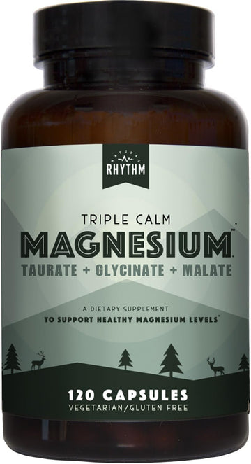 Natural Rhythm Triple Calm Magnesium Complex - 120 Capsules, Chelated Magnesium Glycinate, Taurate & Malate, High Absorption Supplement for Sleep, Stress, Muscle & Heart Support, Non-GMO, Vegan Natural RhythmBuy Supplements Australia