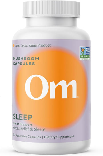 OM MUSHROOM SUPERFOOD Sleep Mushroom Capsules Superfood Supplement, 90 Count, 30 Days, Reishi, GABA, L-Theanine, Melatonin for Rest & Sleep Quality Superfood Supplement