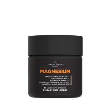 Livingood Daily Magnesium Supplement with Magnesium Glycinate, Citrate, Malate, Oxide, Aspartate, Amino Acid Complex and Chicory Root for Heart Health