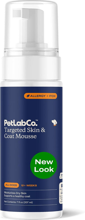 PetLab Co. Skin & Coat Mousse for Dogs, Leave-in Moisturizer, 7 fl oz | Fast-absorbing, deodorizing mousse to support dry or irritated skin comfort between baths, mess-free