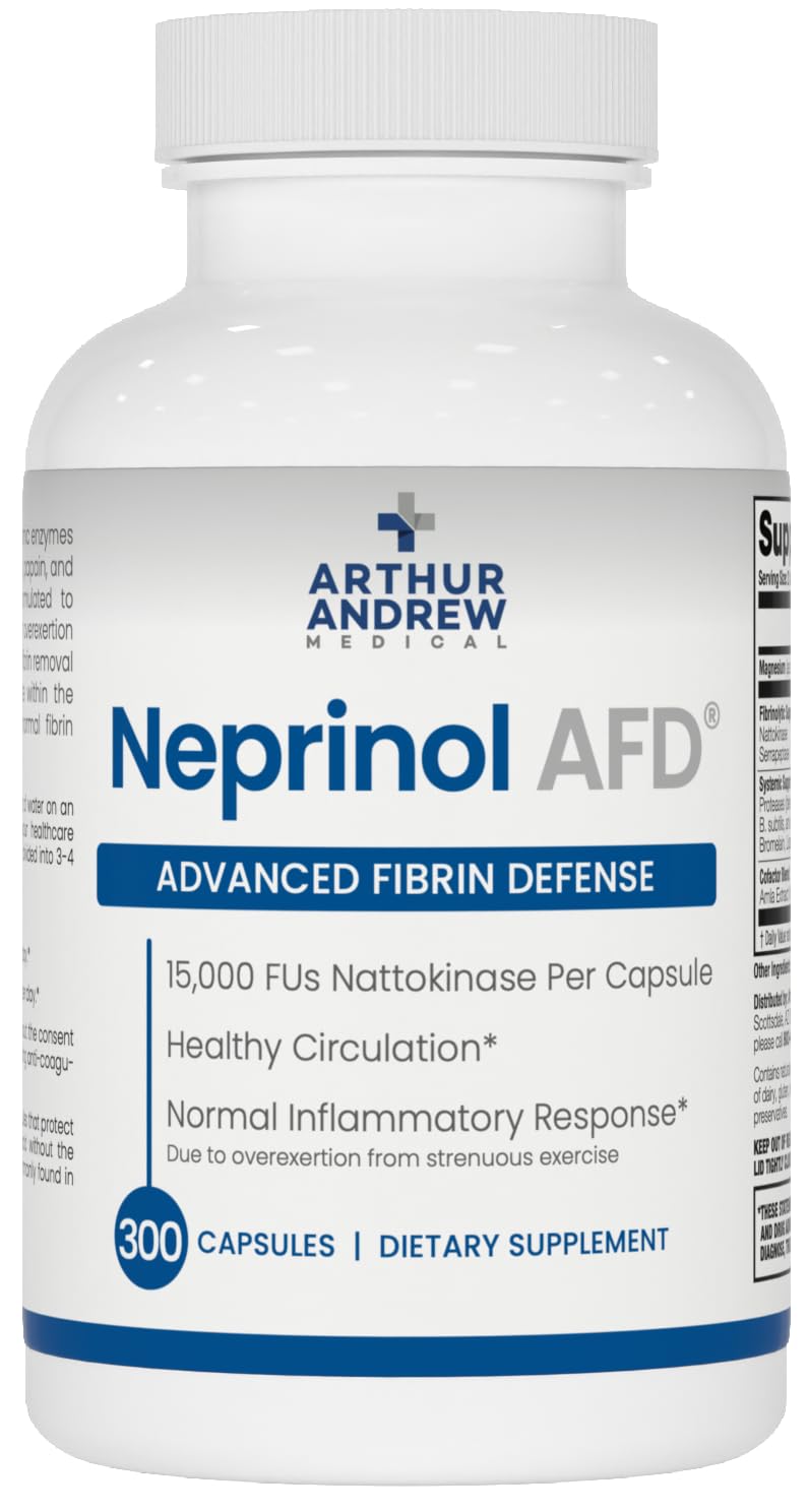 Arthur Andrew Medical, Neprinol AFD, Multi Enzyme Blend with Serrapeptase & Nattokinase, 90 Count (Pack of 1) | Highly Potent Systemic Enzyme Blend Featuring Nattokinase (15,000 FU) & Serrapeptase (45,000 SPU). Heart & Immune Support