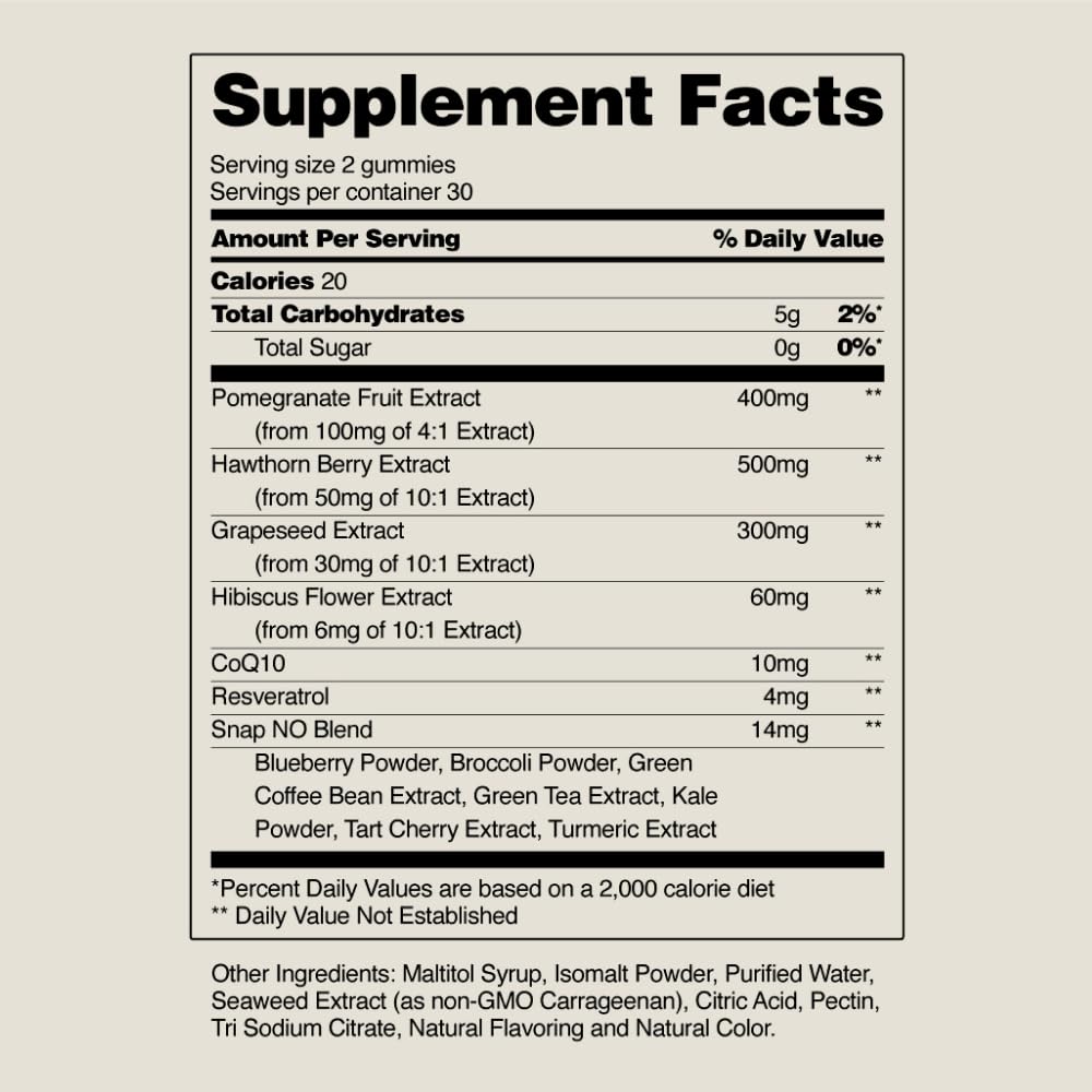 Snap Supplements Heart Health Support Supplement with Beets, 90 Capsules | Botanical Support for Heart Health, Healthy Circulation, and Nitric Oxide Levels, Vegan, Non-GMO (Packaging May Vary)