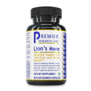 Premier Research Labs Lion's Mane - Lions Mane Mushroom Supplement Capsules for Focus, Memory, & Brain Support for Adults & Kids, 1000mg Premium Extract Per Serving - 90 Vegetarian Capsules Premier Research LabsBuy Supplements Australia