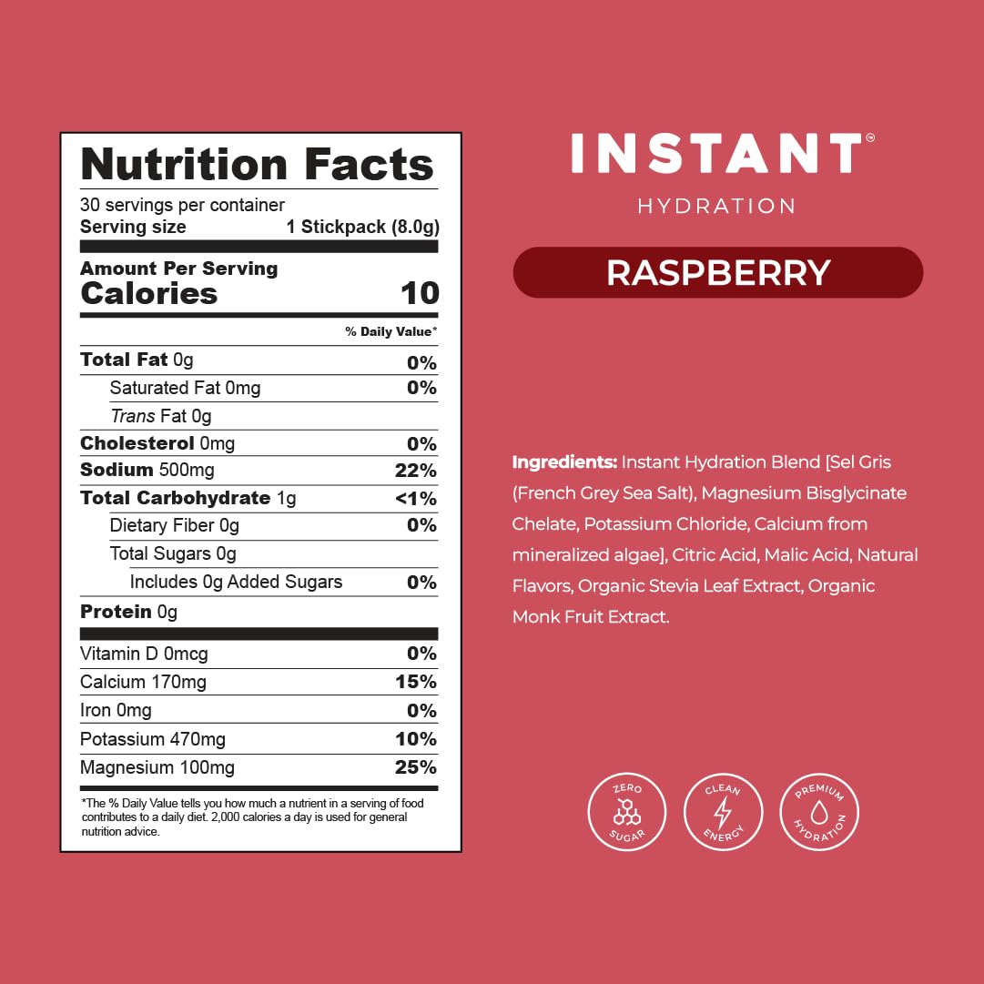 Instant Hydration Electrolytes Powder Packets - Watermelon Electrolyte Drink Mix - Zero Sugar - Keto, Vegan, Gluten-Free, Non-GMO - Boost Recovery, Brain Health, Muscle & Tissue Support- 30 Sticks