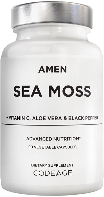 Amen Sea Moss Supplement - 1000mg Organic Irish Sea Moss, Bladderwrack, Burdock - Vitamin C, Aloe Vera, Black Pepper - Seaweed Superfood, Vitamins, Minerals, and Antioxidants - Non-GMO - 90 Capsules AmenBuy Supplements Australia