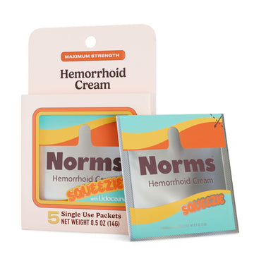 Norms Squeezies Lidocaine Hemorrhoid Cream, Discreet Single Use Travel Packets, 5% Lidocaine, Phenylephrine, Aloe and Glycerin – Numbing, Soothing & Swelling Relief On the Go, 5 Count NormsBuy Supplements Australia